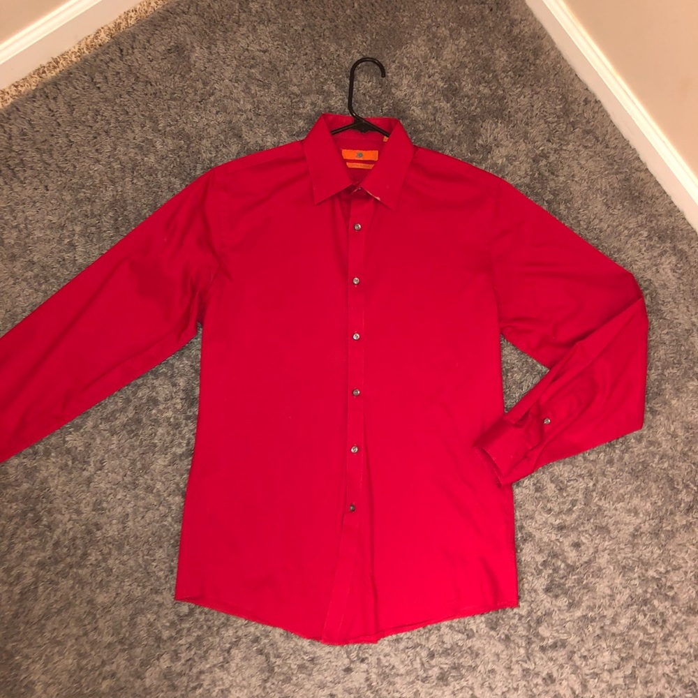 Men’s Red Dress Shirt Medium Slim Fit